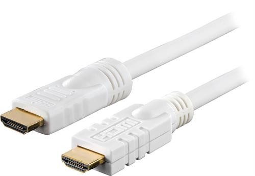 DELTACO aktīvais HDMI kabelis, liela ātruma HDMI ar Ethernet, 20m, balts