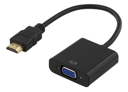 DELTACO HDMI to VGA and audio adapter, 19-pin male - 15-pin female ,3.5mm, external power, 1080p, 0.2m, black / HDMI-VGA7