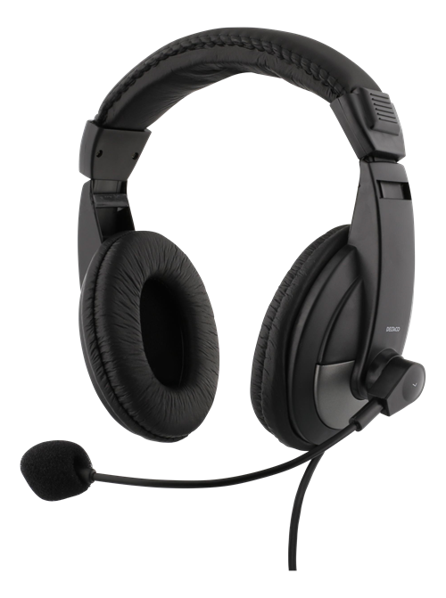 Headphone DELTACO with microphone, black / HL-50