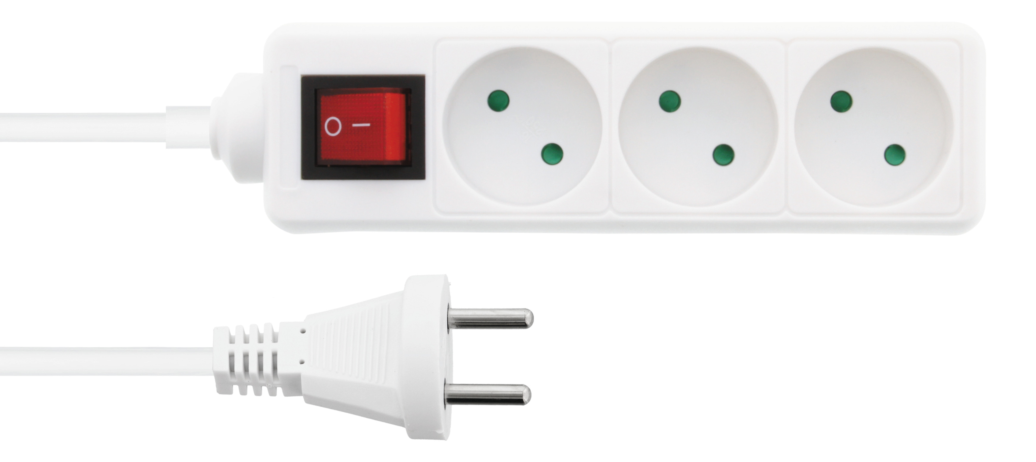 3-way socket Nordic Quality w/switch (D), 1m / 322105