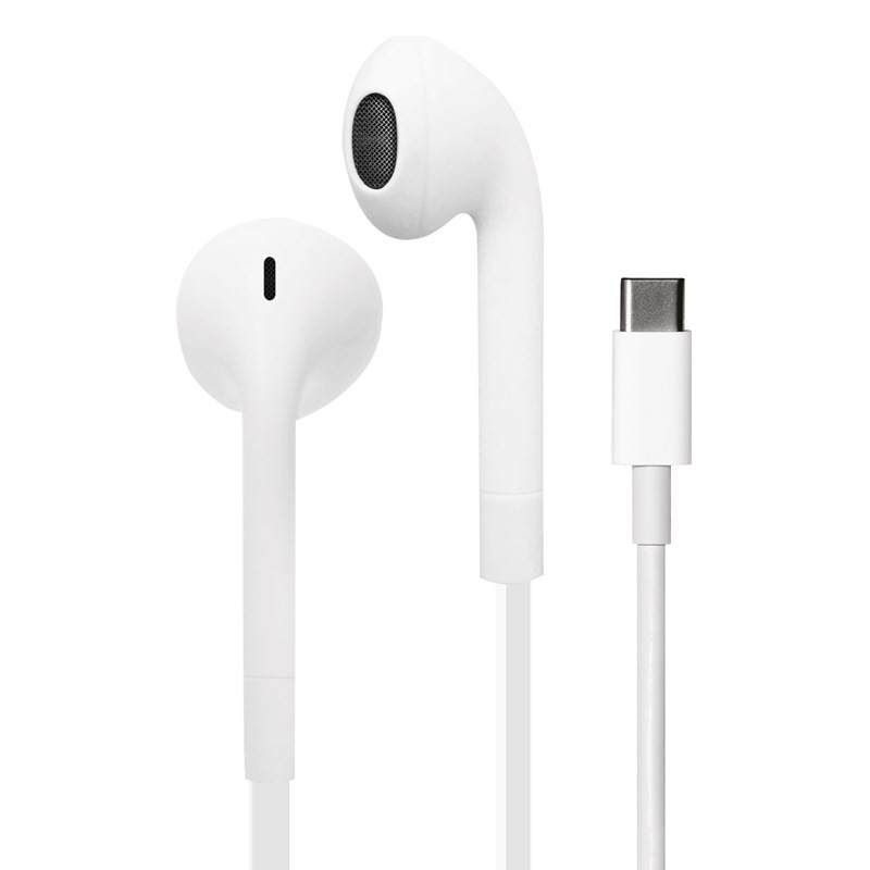 USB-C earphones PURO Icon Stereo, with flat cable, microphone and remote control, white / IPHF27USBCWHI