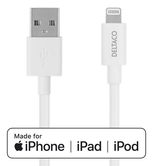 DELTACO USB-A uz Lightning, MFi C89, 2m, balts