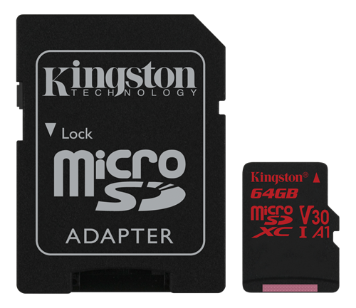 Kingston Canvas React microSDXC card, 64GB, incl. SD card adapter, black SDCR/64GB / KING-2611