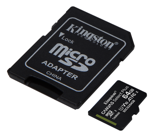 Kingston 64GB micSDXC Canvas Select Plus 100R A1 C10 Card + ADP