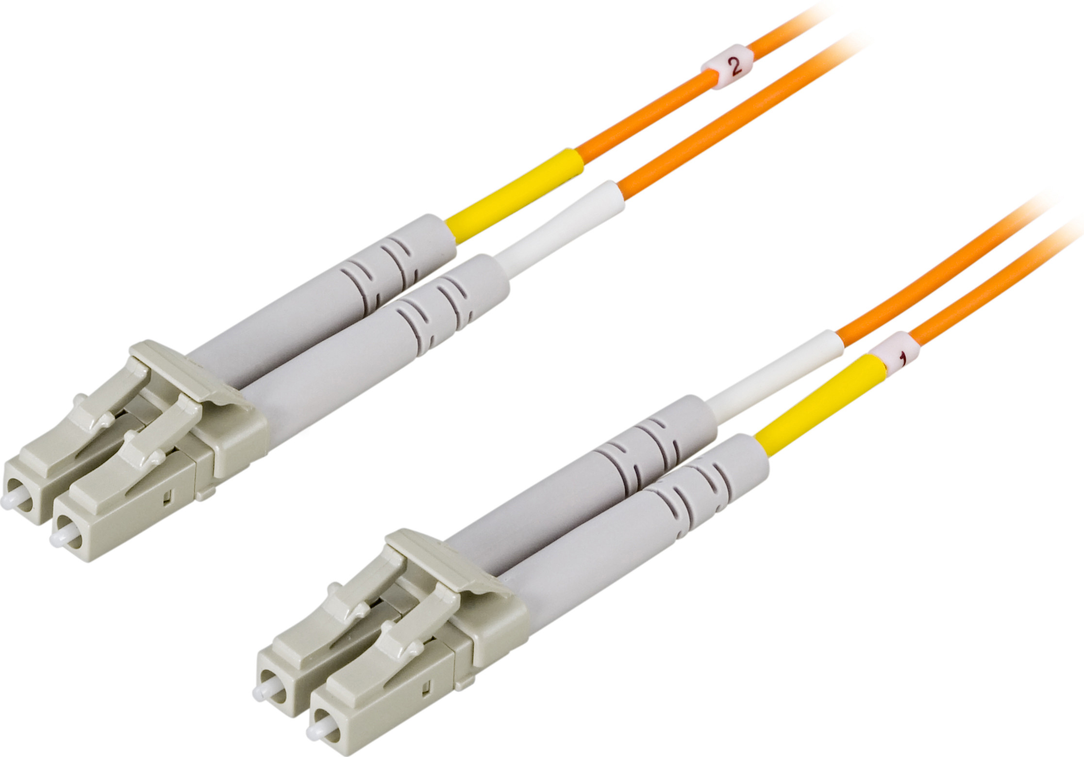 DELTACO OM1 šķiedras kabelis, LC - LC, duplekss, UPC, 62,5 / 125, 1,5 m, oranžs