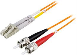 Fiber cable OM1, LC - ST, duplex, UPC, 62,5/125, 5m DELTACO orange / LCST-5M