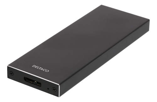 DELTACO ārējais M.2 skapis, USB 3.0, 5 Gbps, melns