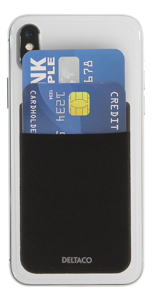 DELTACO Adhezīvs kredītkartes turētājs, 3M līme, melns