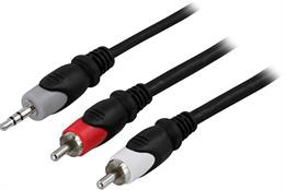 DELTACO audio kabelis, 3,5 mm ha - 2xRCA ha 1 m