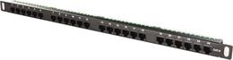 DELTACO UTP patch panel, 24xRJ45, Cat6, Krone terminals, 0.5U, 19 ", metal, cable support, black / PAN-120