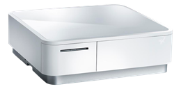 Cash box STAR, with integrated thermal printer, stand for tablet, white / POS-141