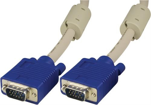 DELTACO monitor cable RGB HD15ha-ha, 5m, gray / RGB-8B