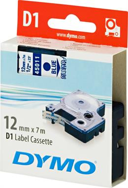 D1, brand tape, 12mm, blue text on transparent tape, 7m - 45011 DYMO / S0720510