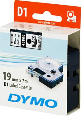 D1, brand tape, 19mm, black text on transparent tape, 7m - 45809 DYMO / S0720820