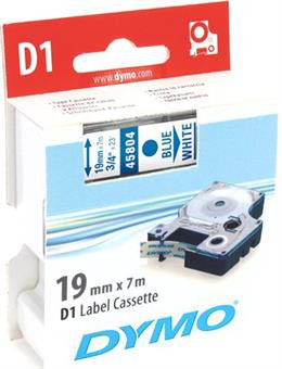 D1, brand tape, 19mm, blue text on white tape, 7m - 45804  DYMO / S0720840