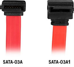 Cable DELTACO, SATA/SAS, angled (down) straight, 0.3m / SATA-03A