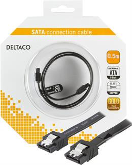 SATA vads DELTACO 0.5m, melns/SATA-1001-K