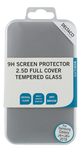 Transparent screen protector, 2.5D tempered glass, for Galaxy J4+/J6+, 9H hardness DELTACO / SCRN-1024 