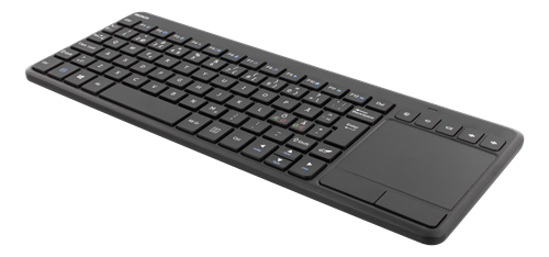 DELTACO bezvadu mini klaviatūra ar skārienpaliktni, izkārtojums angļu valodā, 2.4G, bl