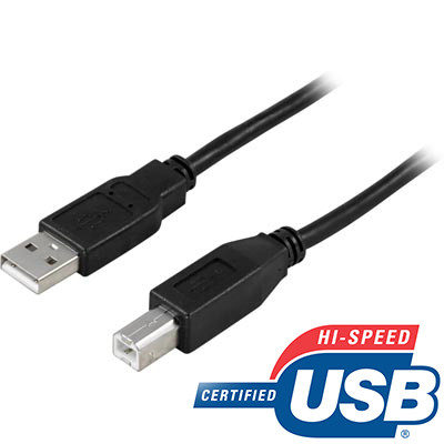 DELTACO USB 2.0 kabelis A tipa hane - B tipa hane 3m, svart