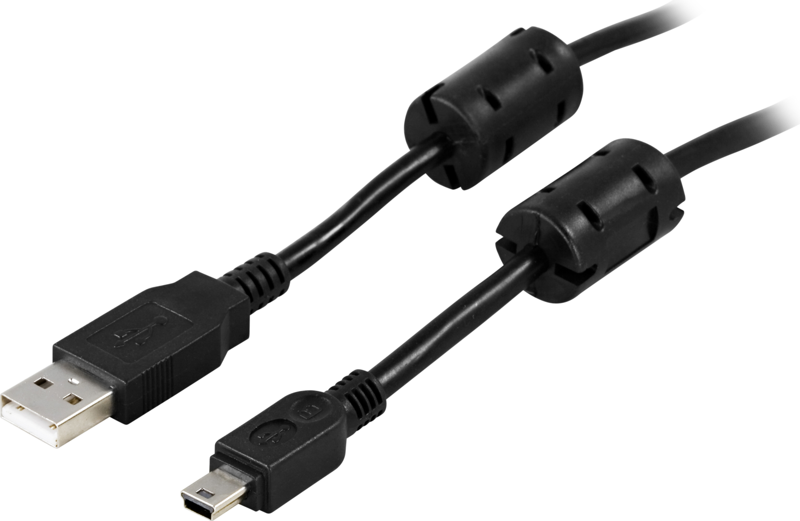 DELTACO USB 2.0 kabelis A tipa Ha - tipa Mini B Ha 2m, ferīta serdeņi, atbilde