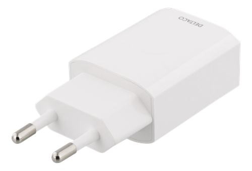 Phone charger DELTACO 100-240V, 2.4A, 1xUSB, white / USB-AC150