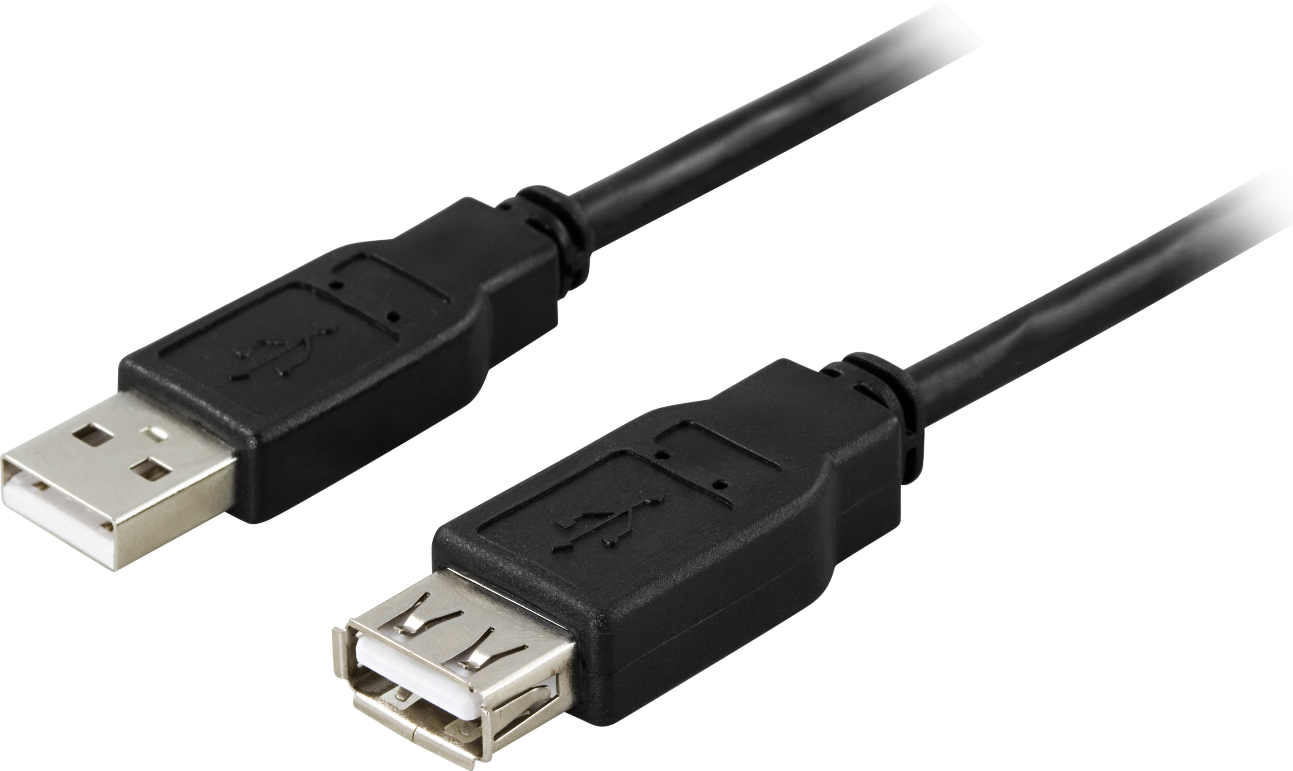 DELTACO USB 2.0 kabelis A tipa vīrietis - A tipa sieviete 0,1 m, melns