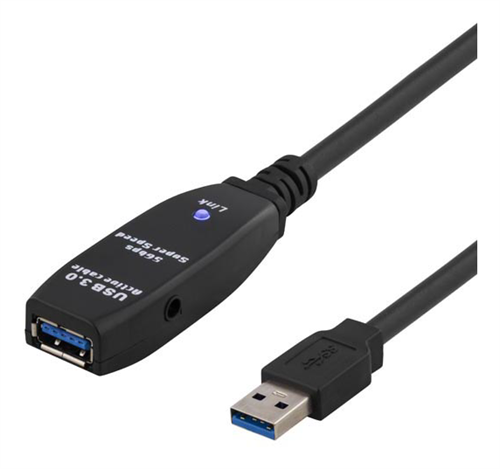 DELTACO PRIME aktīvais USB 3.0 pagarinājuma kabelis, A tipa ha - ho, 7m, bl