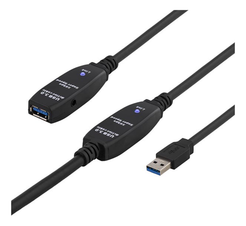 DELTACO PRIME USB 3.0 extension cable, active, Type A male - Type A female, 10m, blue / USB3-1006