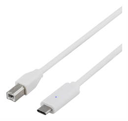 DELTACO USB 2.0 kabelis, tips C - tips B ma, 0.5m, balts