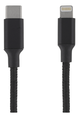 EPZI USB-C līdz zibens kabelim, 0,5 m, pīts, melns