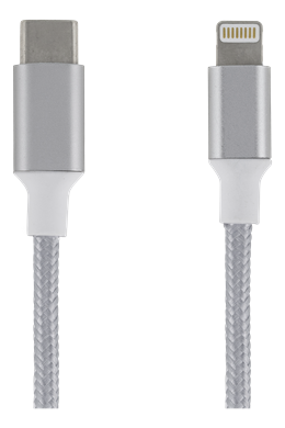EPZI USB-C līdz zibens kabelim, 2m, pīts, sudrabs