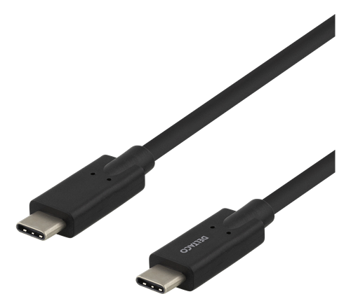 DELTACO USB-C - USB-C kabelis, 5Gbit / s, 5A, 2M, melns
