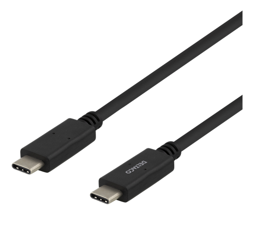 DELTACO USB 2.0 kabelis, C tips - C tips, 3m, melns