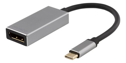 Adapter DELTACO USB-C-DisplayPort, 3840x2160, 60Hz, space gray / USBC-DP2