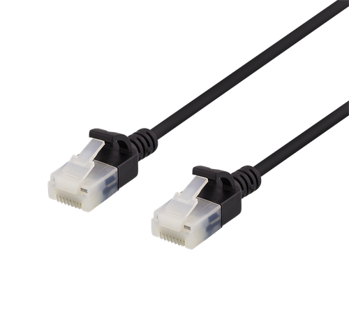 DELTACO U/UTP Cat6a patch cable, slim, 3.5mm in diameter, 0.5m, 500MHz, black / UUTP-1017