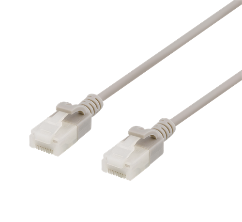 DELTACO U/UTP Cat6a patch cable, slim, 1m, 500MHz, gray / UUTP-1020