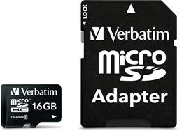 Verbatim memory card, microSDHC, 16 GB, Micro Secure Digital High-Capacity, Class 10, including adapters / V44082