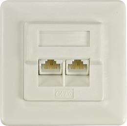 Unscreened wall socket for mounting in device case, 2xRJ45, Krone terminal, UTP, Cat6 DELTACO white / VR-127