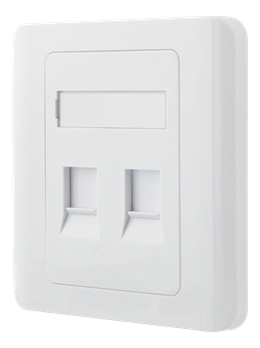 DELTACO recessed Keystone wall outlet, 2 ports, dust cover, white / VR-227