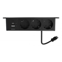 Under-desk Outlet DELTACO OFFICE, 3 outlets, 1x21W A+C USB charger, GST18 cable connector / GT-1103 / 1902244