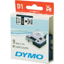 Tape DYMO D1 9mm x 7m, black on white / S0720680 40913