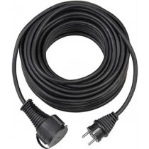 Brennenstuhl grounded rubber extension cord, straight CEE 7/7 straight CEE 7/4 (Schuko), IP 44, 25m , black  1161470 / DEL-118S