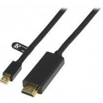 DELTACO mini DisplayPort to HDMI monitor cable with audio, Full HD in 60Hz, 1m, black, 20-pin ha 19 pin / DP-HDMI104