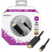 DELTACO mini DisplayPort - HDMI kabelis ar audio, Full HD @ 60Hz, 2m,