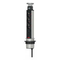 Brennenstuhl Tower Power USB Charger Desktop Extension, 3x CEE 7/4, 2xUSB, Silver / Black 1396200013 / GT-652