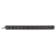 Power strip 19 Deltaco,  12xCEE 7/4 jacks , 1xCEE 7/7  3m, black / GT-8636