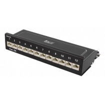 DELTACO Patch Panel, 12xRJ45, Cat6a, Wall Mountable, 10Gbps, Krone Terminals, Metal, Black / PAN-213