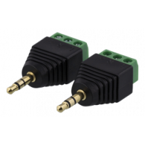 3-pin Terminal block to 3,5mm, 2-Pack, Screw fix, 3,5mm male DELTACO black / TBL-1007