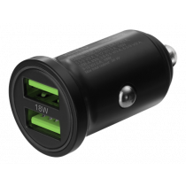 DELTACO USB automašīnas lādētājs, 2x USB-A 18 W, ātra uzlāde, kopā 36 W